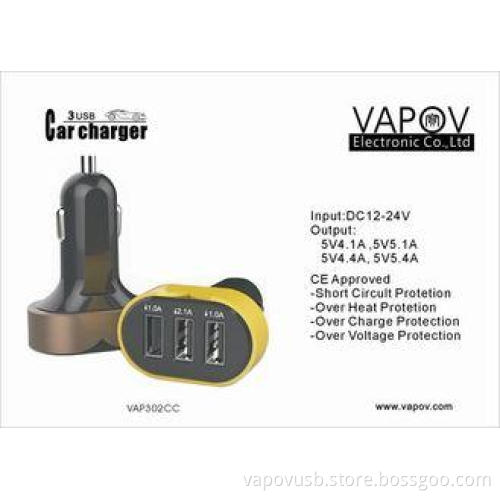 CE approved 5.1 A 3 Port USB Car Charger For iPhone6 /